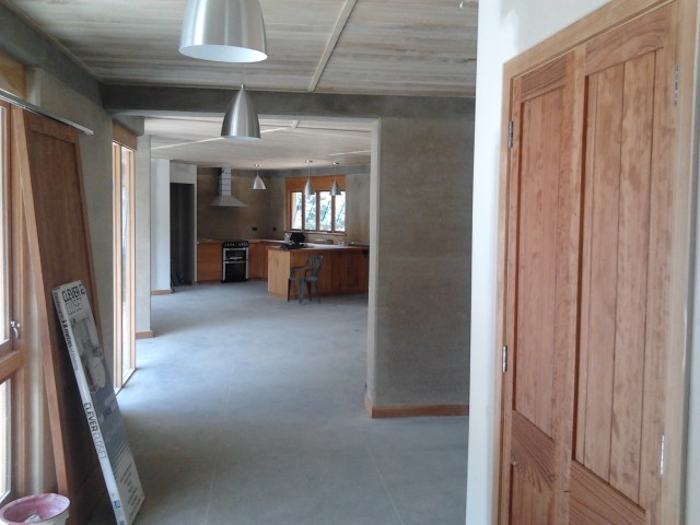 View through the gallery toward the living area